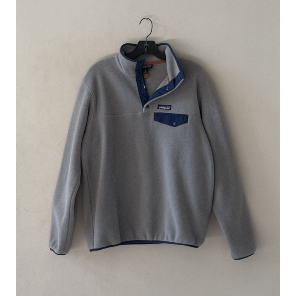 Patagonia Synchilla Women M Snap T Fleece Pullover Grey Blue Outdoors Hiking